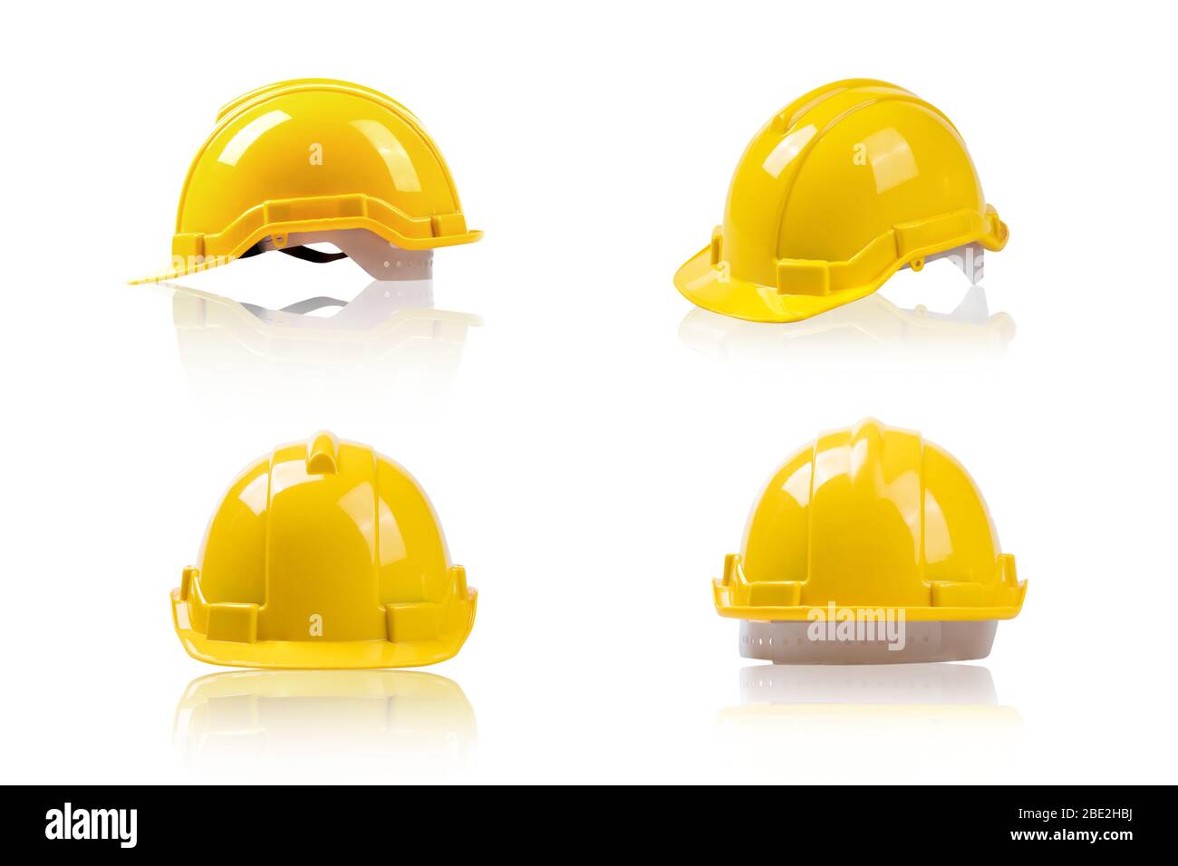 set amarillo casco deferencial, herramientas de construcción para seguridad  industrial aisladas sobre fondo blanco Fotografía de stock - Alamy