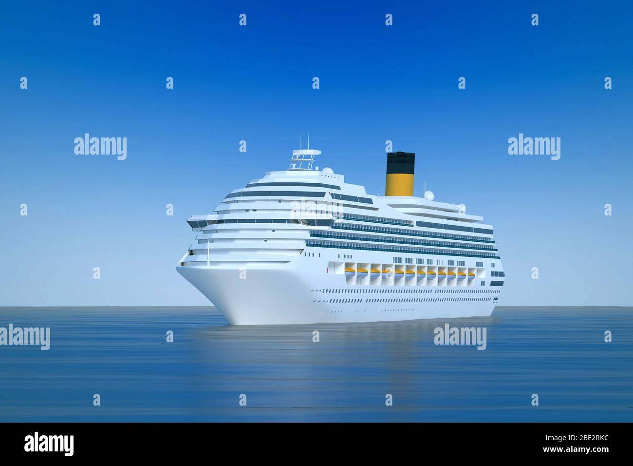 Ein animiertes Kreuzfahrtschiff auf hoher ver Foto de stock