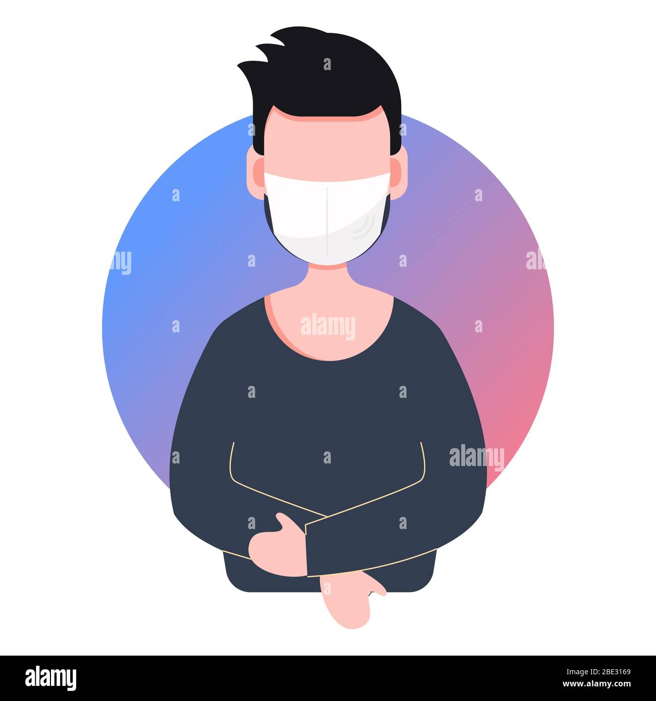 Concepto de distanciamiento social. La gente usa máscara de lucha covid-19. Pandemia de brote de virus de la corona. Carácter plano. Gente abstracta. Salud y medicina. Plana Ilustración del Vector