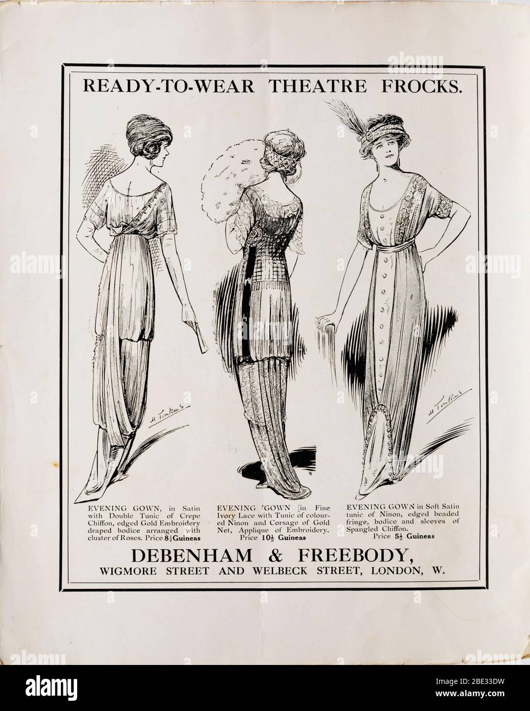 Debenham y Freebody ‘listo para usar” anuncio de las escarchos del teatro. Edición 1912 de The Ladies Field, la Ópera de Londres, revista de moda y sociedad Foto de stock