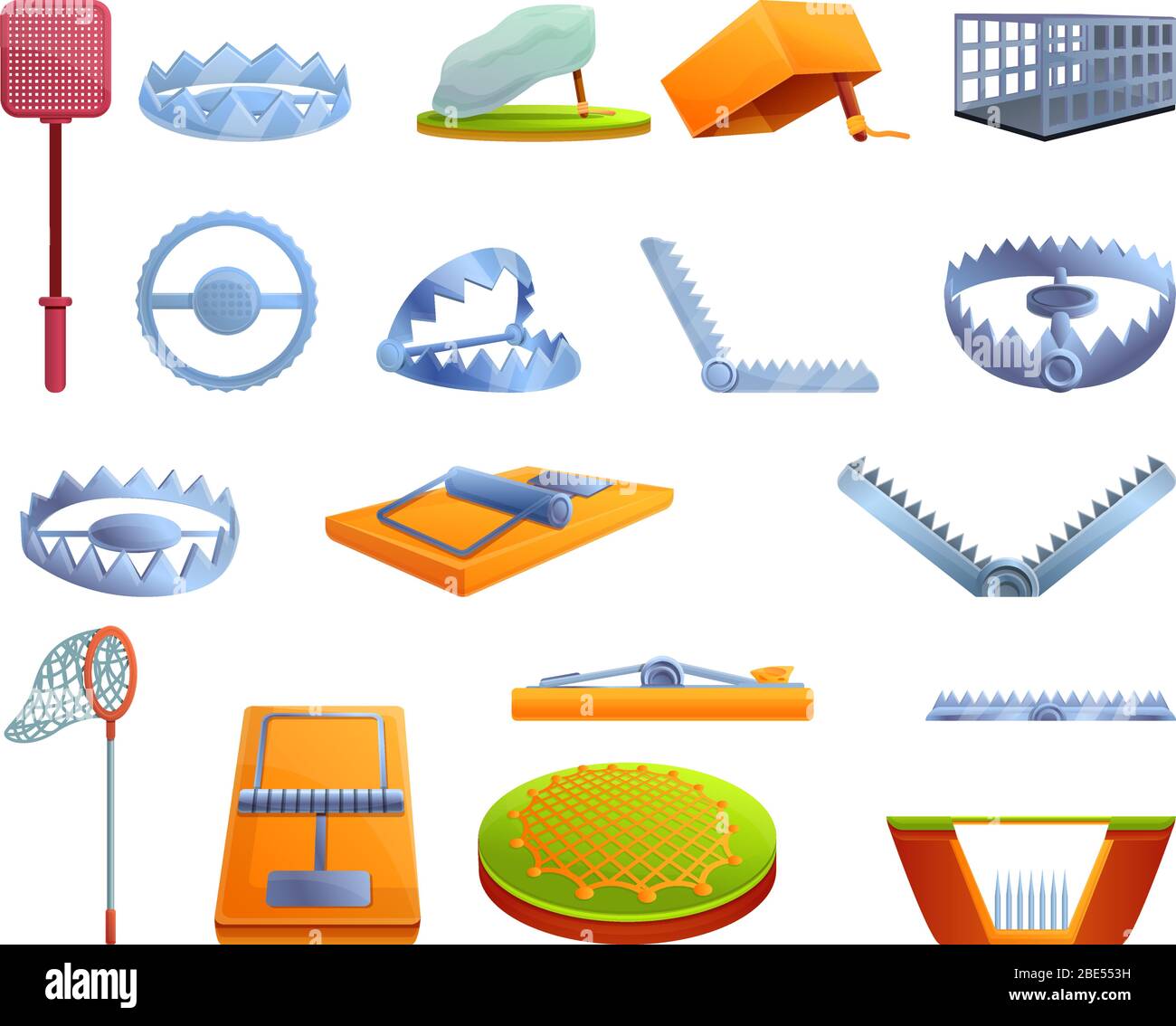 Juego de iconos de trampas para animales. Conjunto de dibujos animados de  los iconos de vectores de trampas para animales para el diseño web Imagen  Vector de stock - Alamy