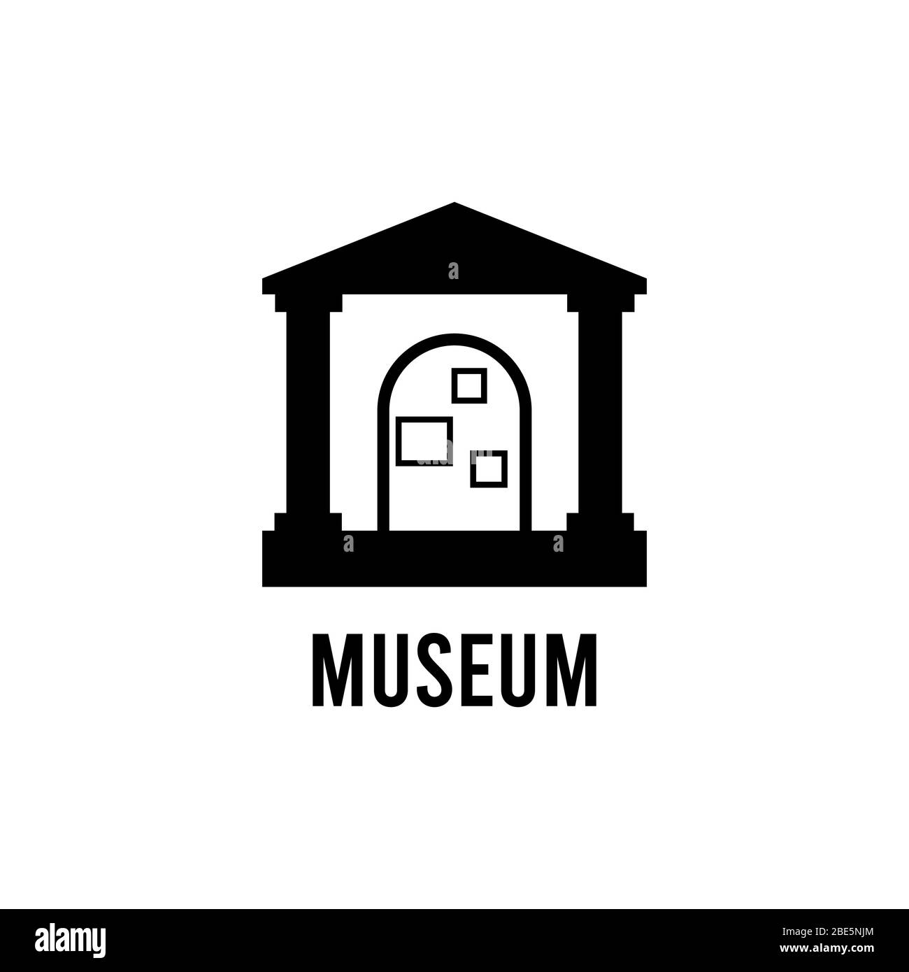 Elemento vectorial creativo. Ilustración de la empresa comercial. Señal del museo. Símbolo, icono. Logotipo de la galería de arte. Arquitectura urbana. Ilustración del Vector