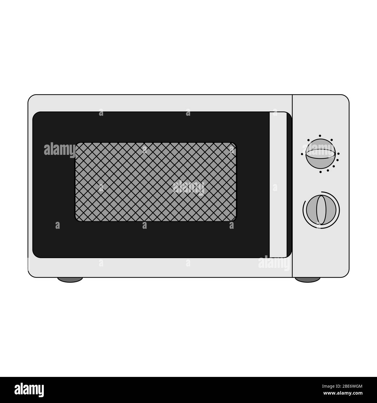 vista frontal de microondas de dibujos animados. fondo blanco ilustración  vectorial aislada Imagen Vector de stock - Alamy