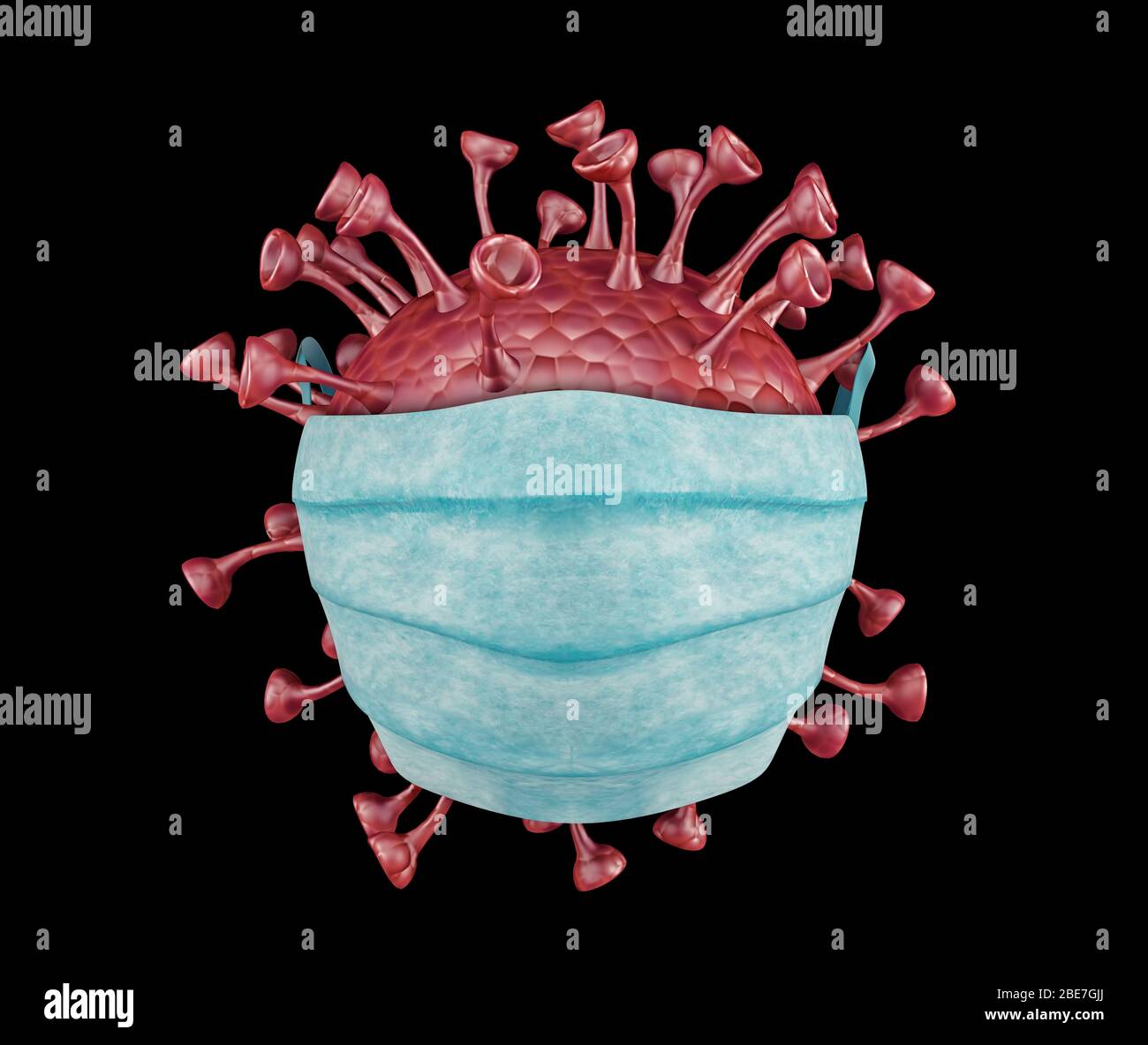 Vista microscópica de los coronavirus, un patógeno que ataca el tracto respiratorio. Análisis y ensayo, experimentación. El SRAS. 3D Render Foto de stock