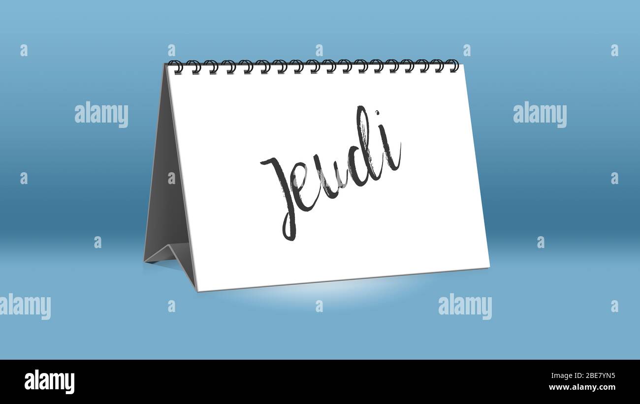 Un calendario para el escritorio muestra el día francés de la semana