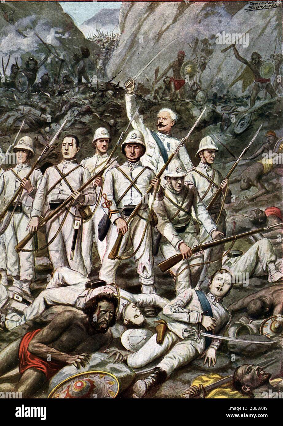 Conquete italienne de l'Erythree : 'la bataille de Dogali en Ethiopiie le 26/01/1887' (la batalla de Dogali se libró el 26 de enero de 1887 entre Italia Foto de stock