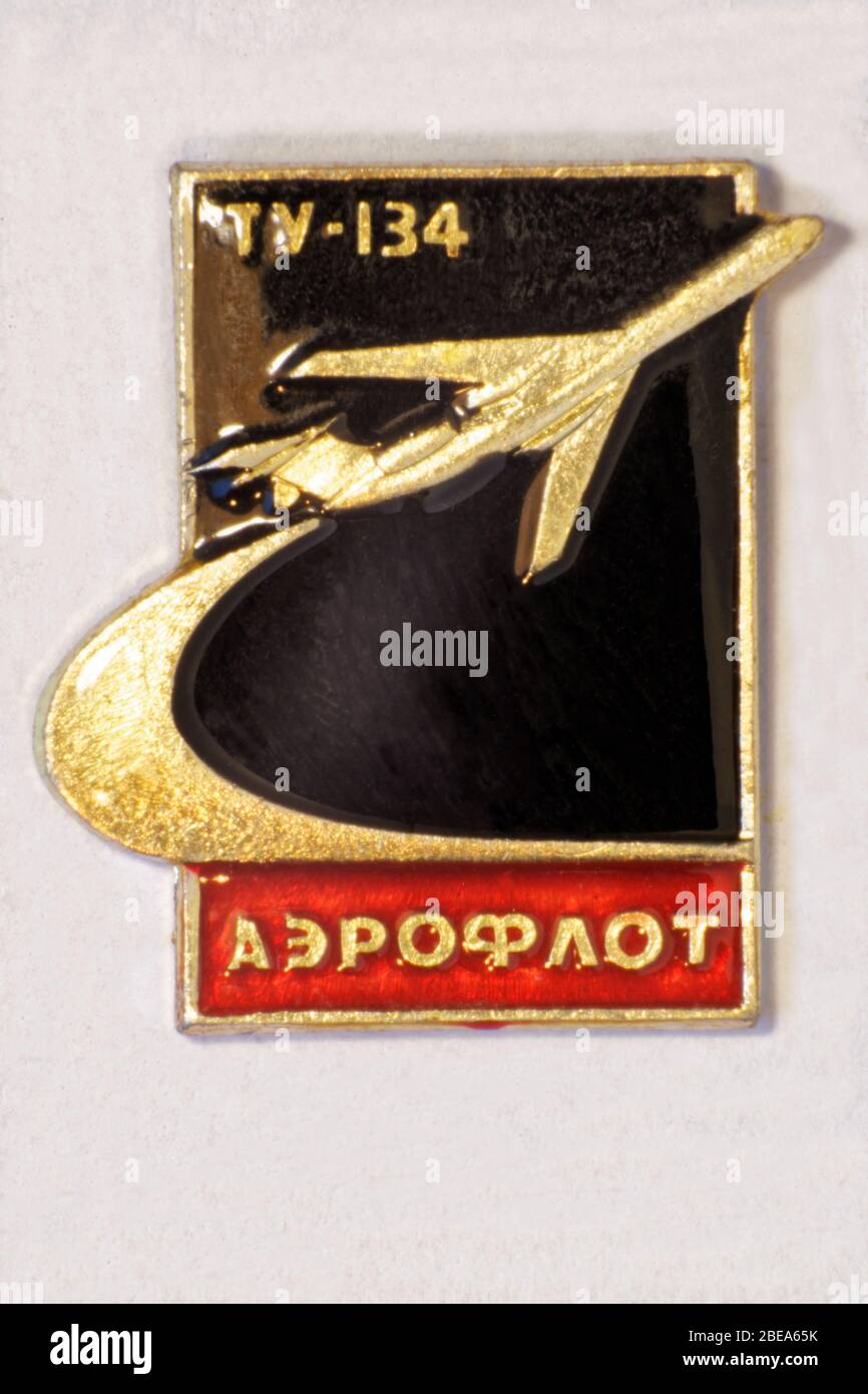 Foto insignia tu-134,avión Foto de stock