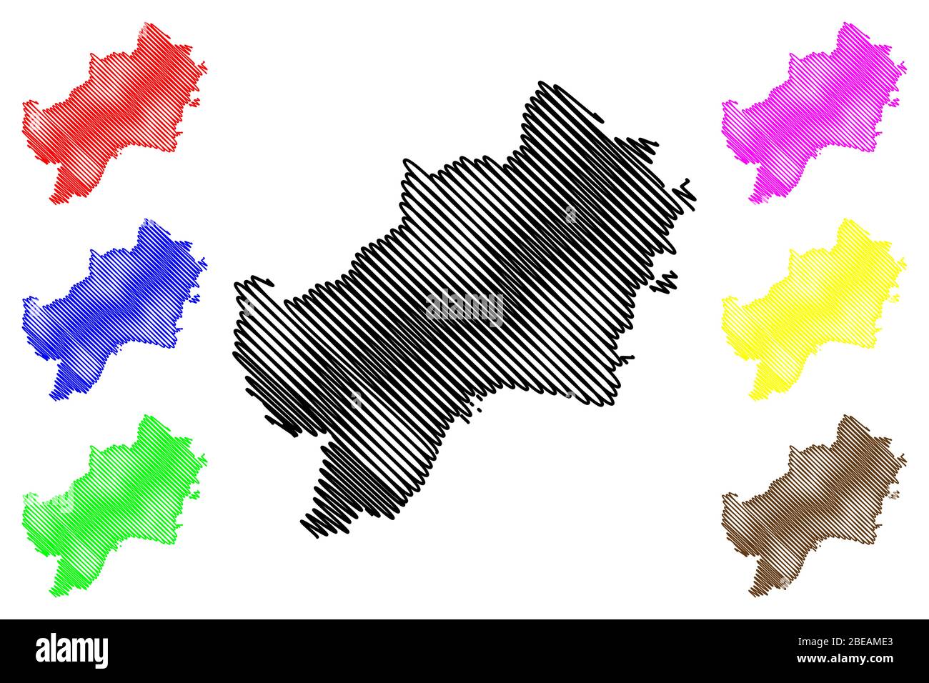 Ciudad de Málaga (Reino de España, Andalucía) mapa vector ilustración, dibujo garabateado Ciudad de Málaga mapa Ilustración del Vector