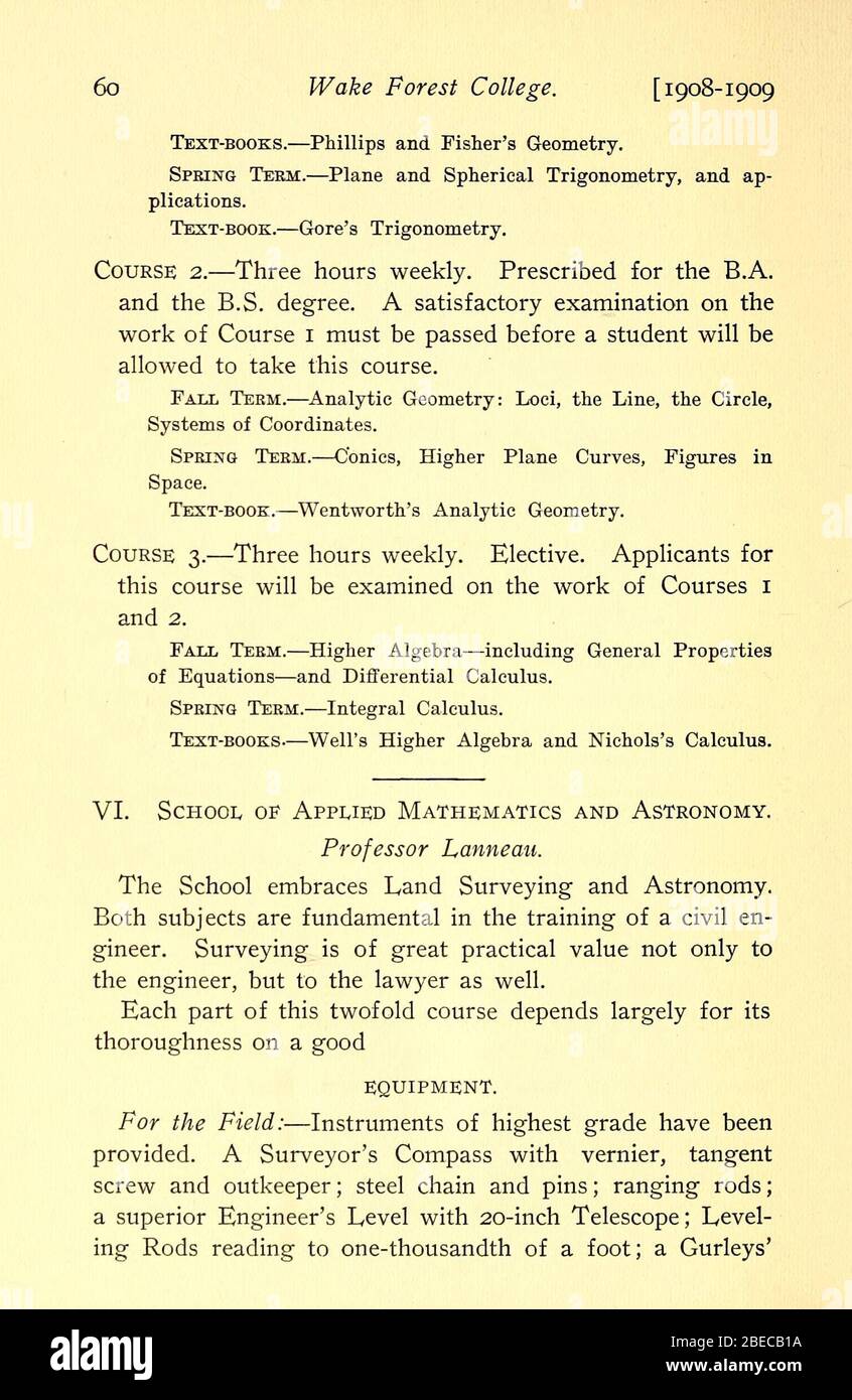 'Boletín de Wake Forest College [1908-1910]; 1908; 1910; ' Foto de stock