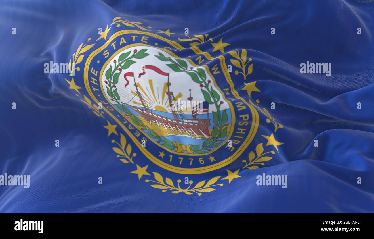 Bandera del estado americano de New Hampshire, región de los Estados Unidos Foto de stock
