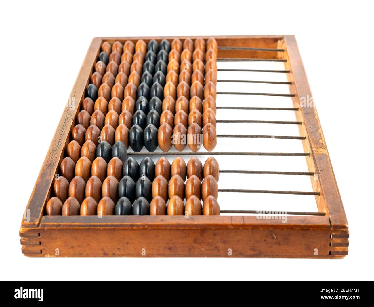 Abacus de madera vintage aislado sobre fondo blanco Foto de stock