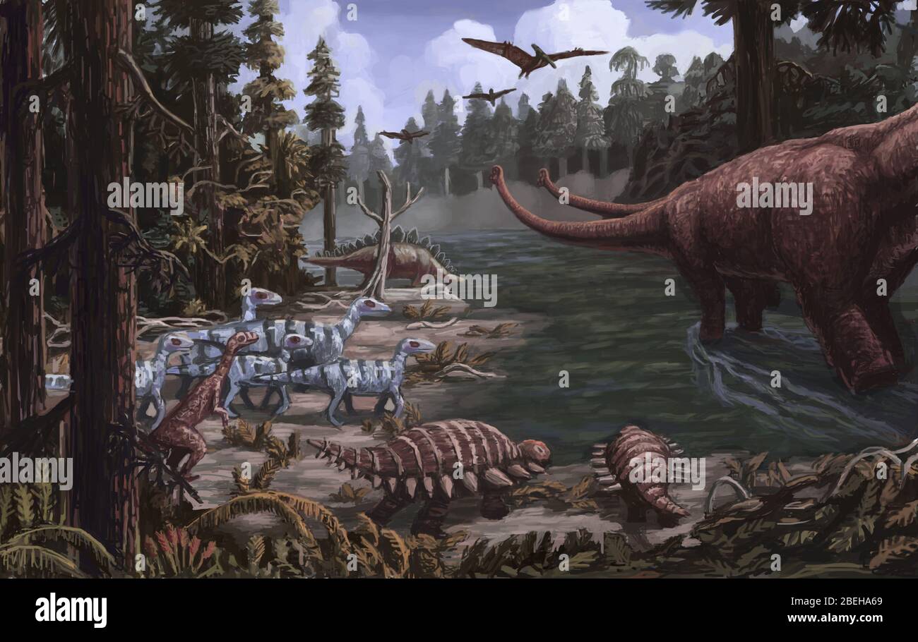 Período Jurásico, Ilustración Fotografía de stock Alamy