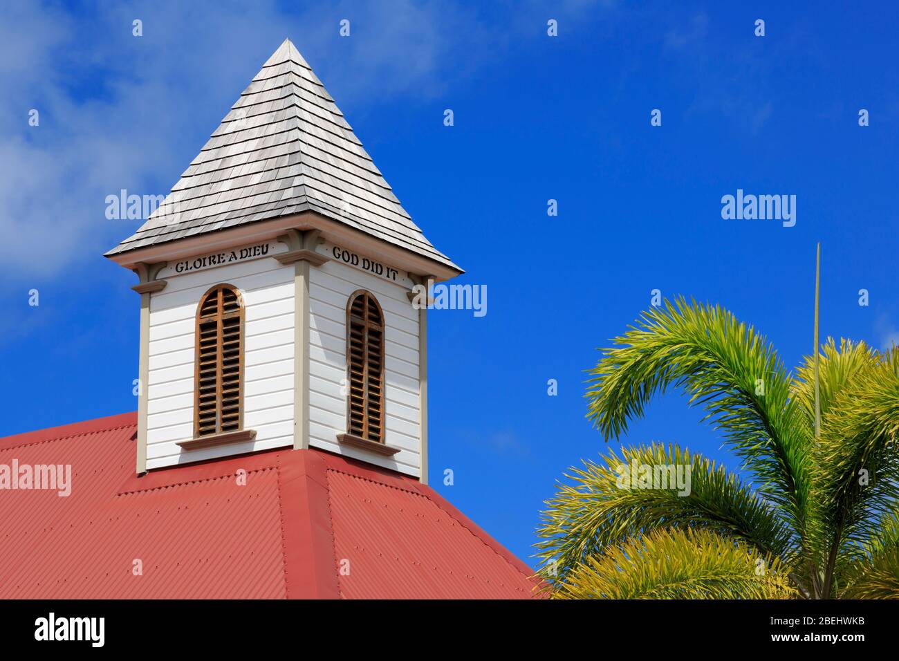 Iglesia Evangélica en la calle Bruyn, Gustavia, Saint Barts, Caribe Foto de stock