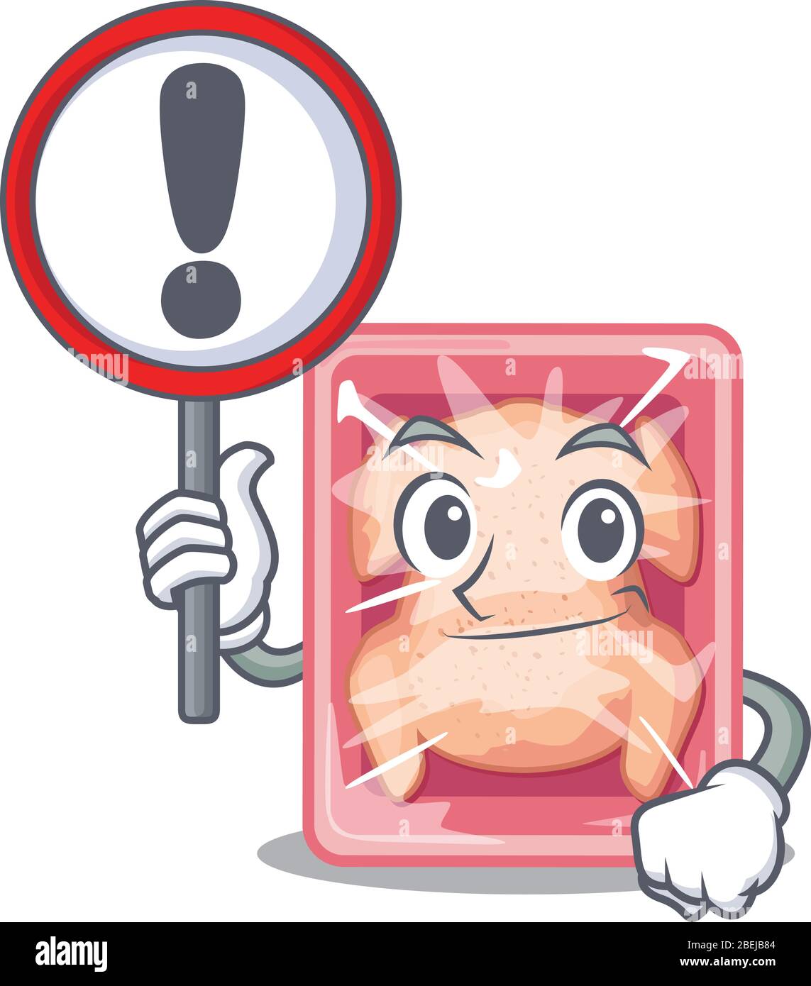 Un icono de un estilo de dibujo animado de pollo congelado con un cartel  Imagen Vector de stock - Alamy