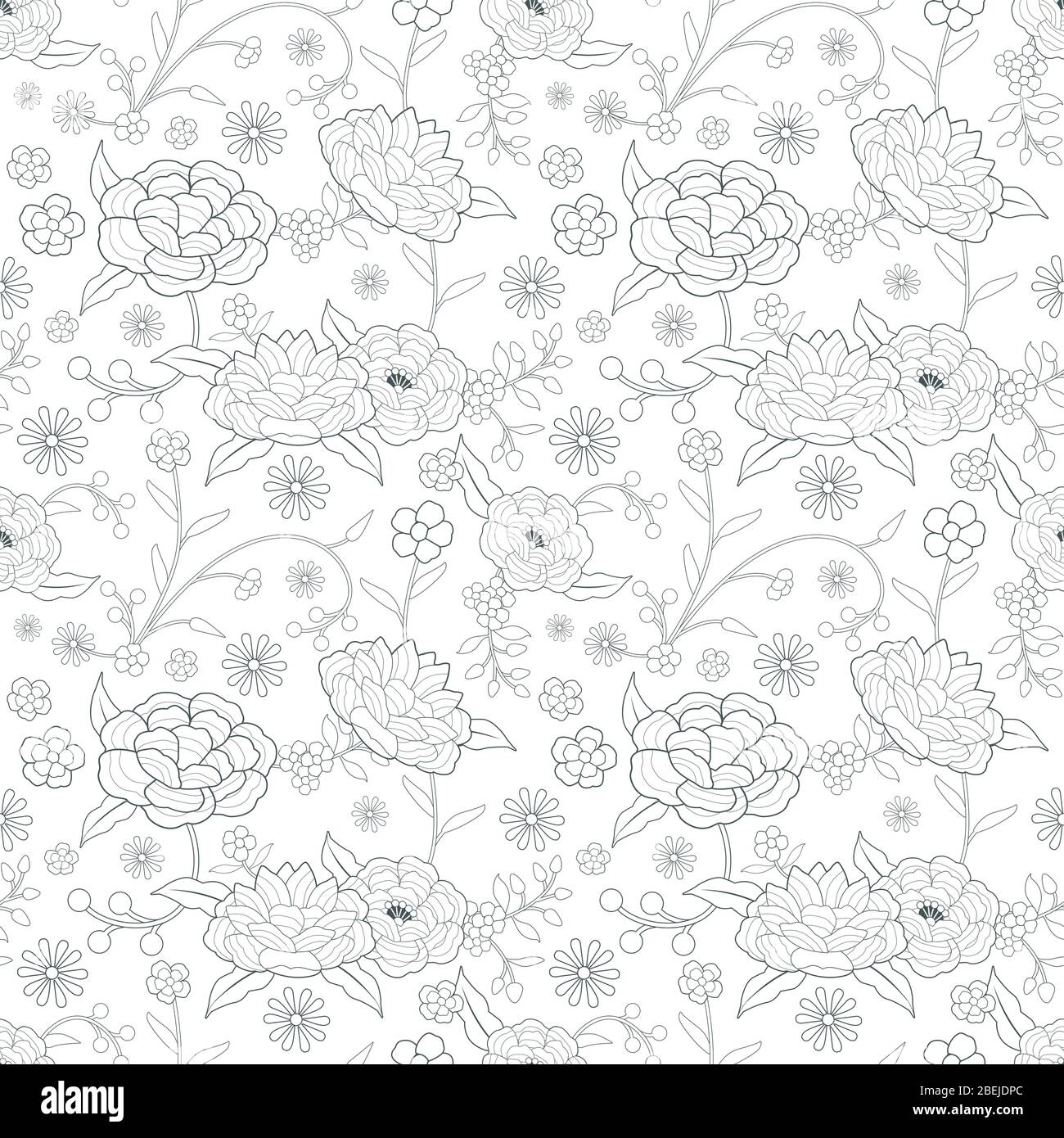 Patrón floral basado en las flores bordadas de mantón oriental Imagen  Vector de stock - Alamy