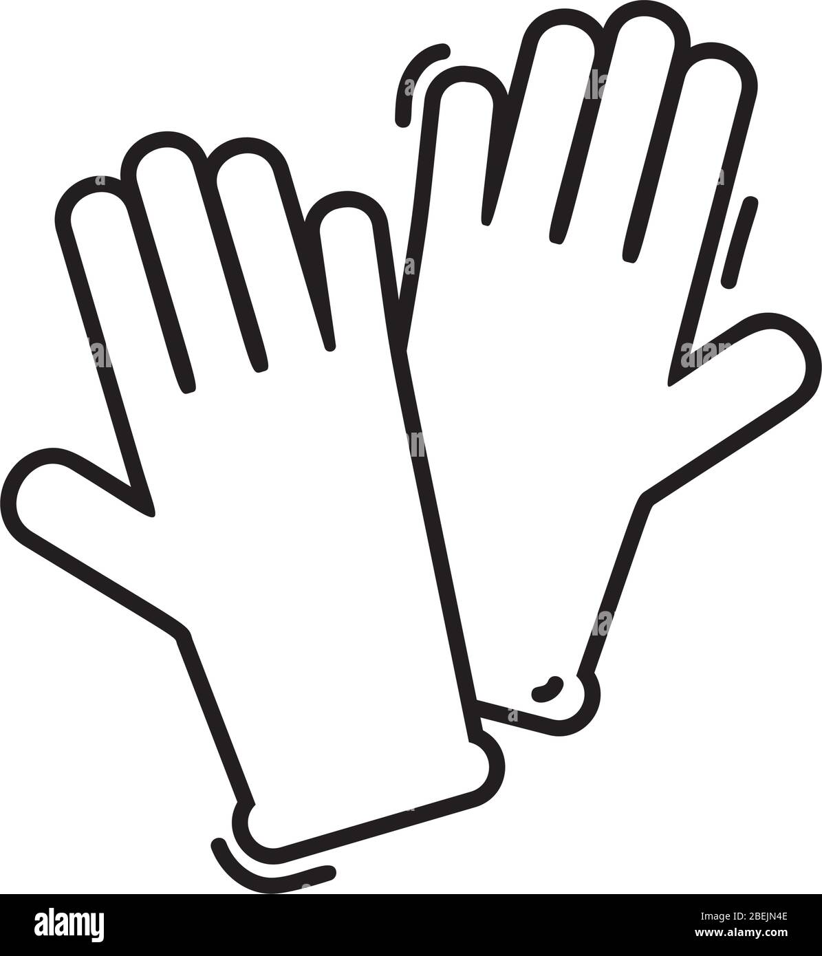 Icono de guantes de goma protectores quirúrgicos vectoriales. Logotipo de  la señal de protección de manos de látex de monolina. Símbolo de equipo de  limpieza de las tareas domésticas Imagen Vector de