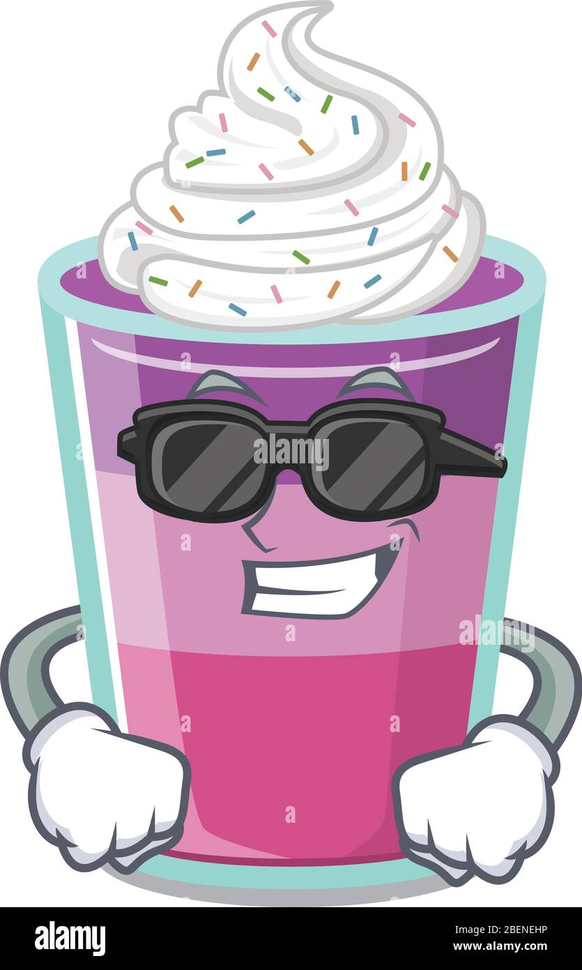 Un personaje de dibujos animados con gelatina de cóctel frío que lleva  gafas negras caras Imagen Vector de stock - Alamy