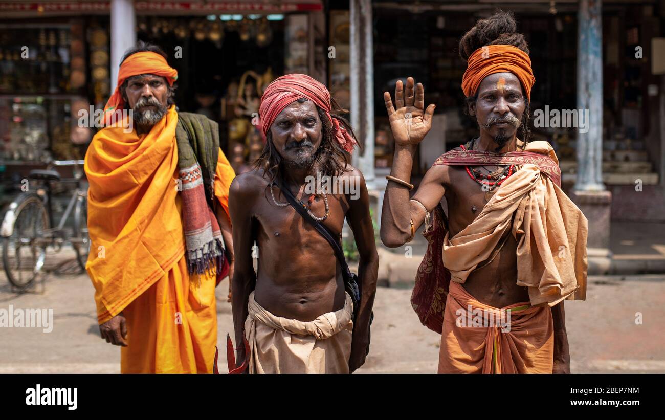 Sadhus en Varanasi, Uttar Pradesh, India Foto de stock