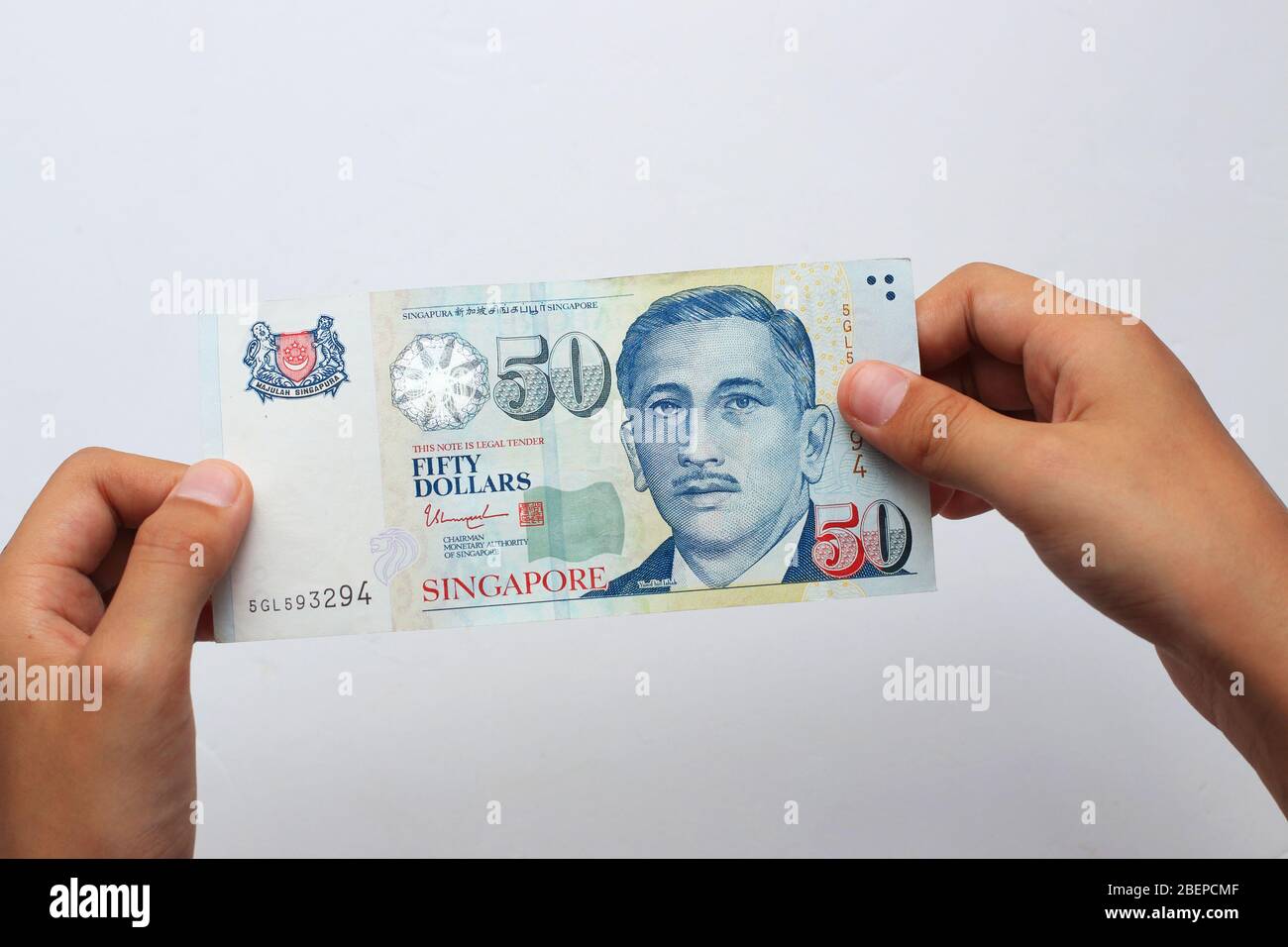 FOTO DE STOCK: Cincuenta dólares singapurenses, $50 nota de moneda singapurense Foto de stock