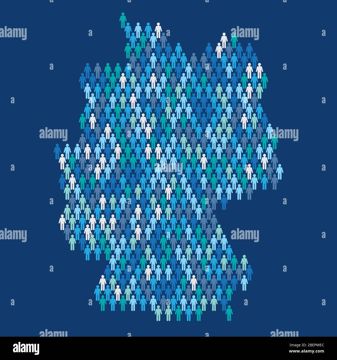 Infografía de la población de Alemania. Mapa hecho de personas de la