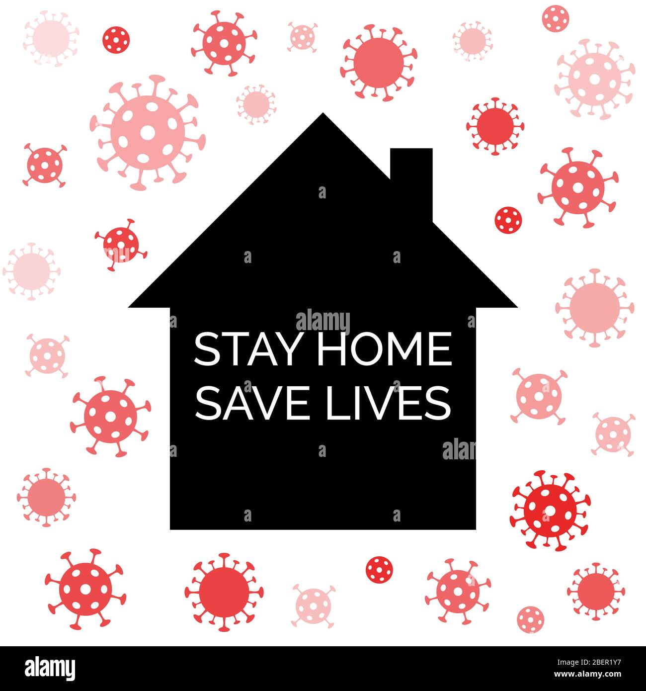Quedarse en casa salvar vidas. Banner del vector de cuarentena de coronavirus Ilustración del Vector
