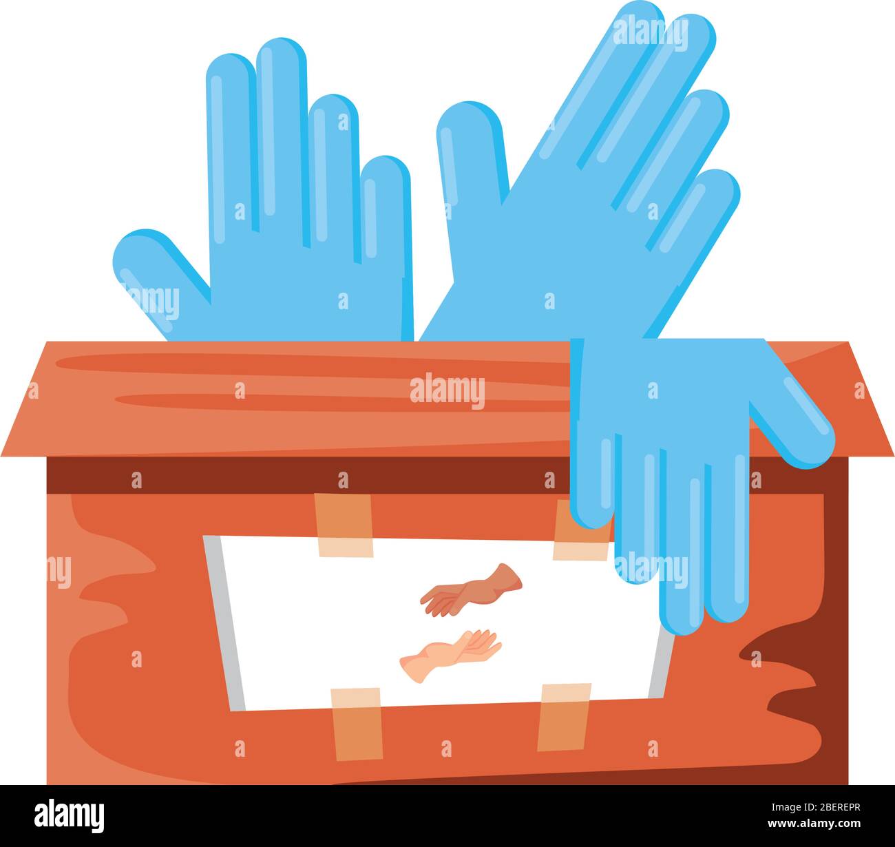 caja de cartón con guantes de látex, diseño de ilustración vectorial Imagen  Vector de stock - Alamy