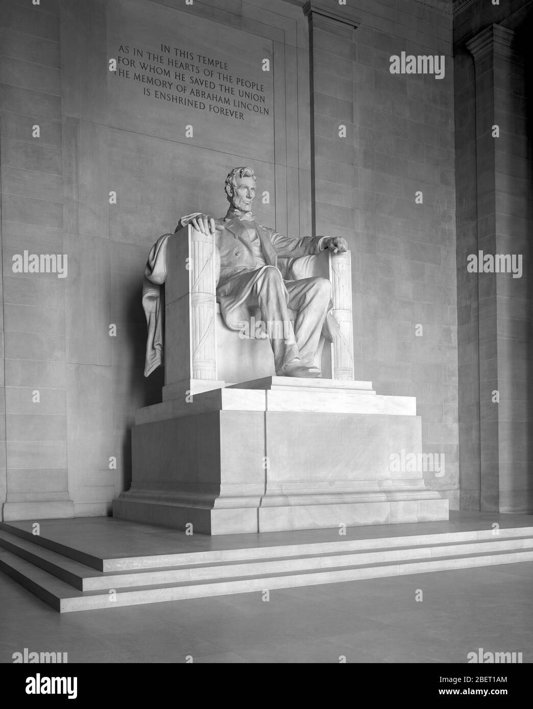 La estatua del Presidente Abraham Lincoln dentro del Lincoln Memorial. Foto de stock