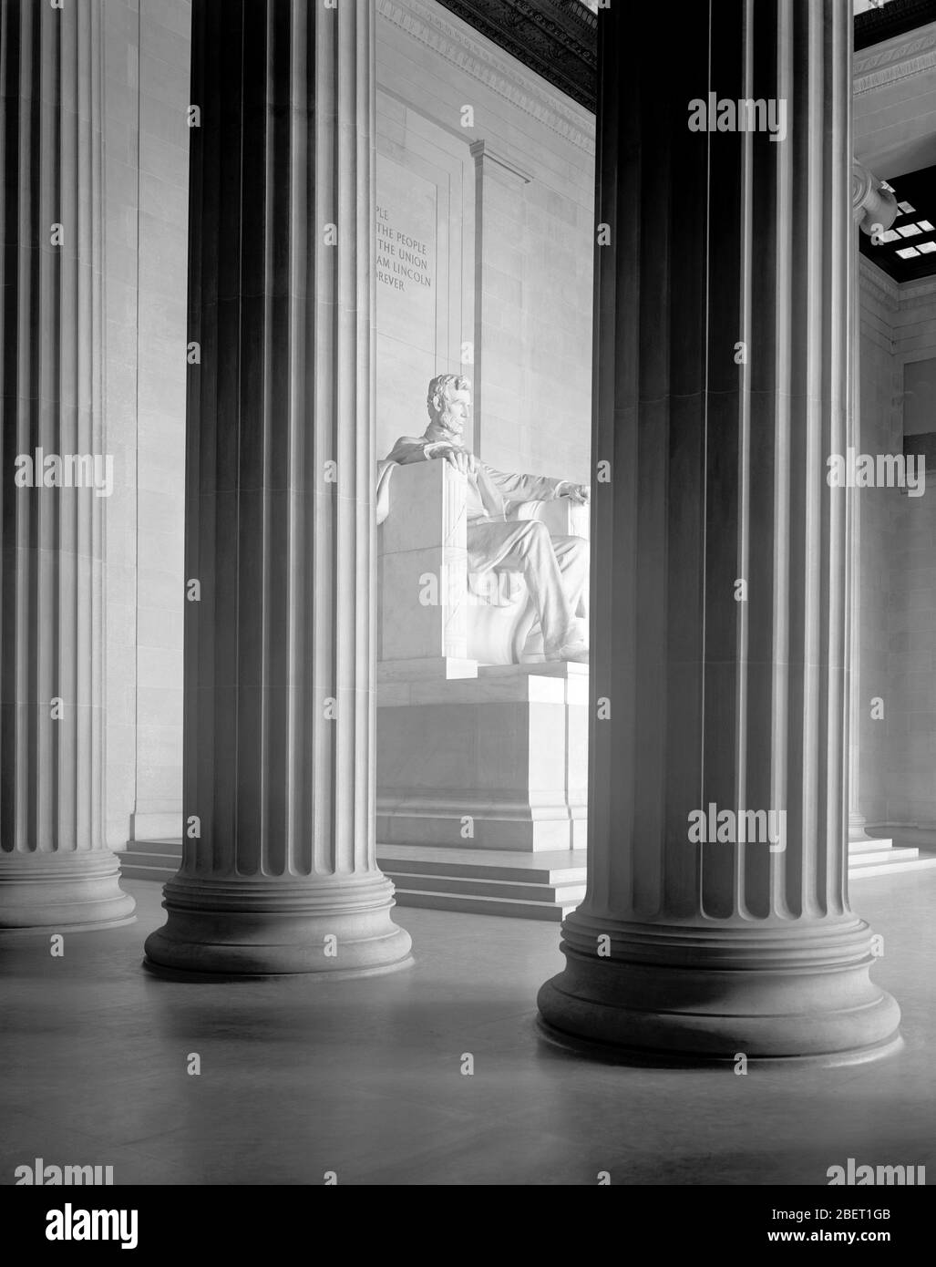 La estatua del Presidente Abraham Lincoln dentro del Lincoln Memorial. Foto de stock