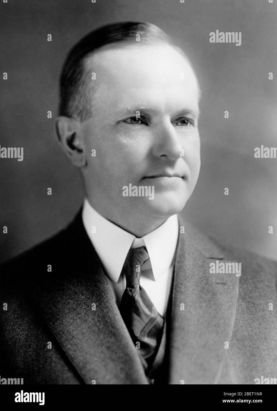 Retrato del Presidente Calvin Coolidge, 1923. Foto de stock
