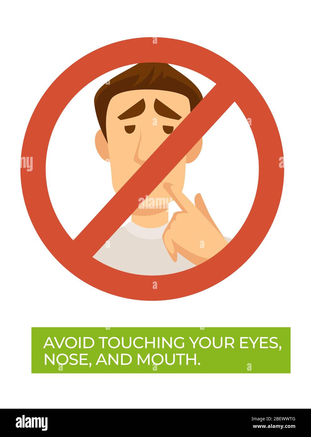 Evite tocar los ojos, la nariz y las puntas del coronavirus de la boca  Imagen Vector de stock - Alamy