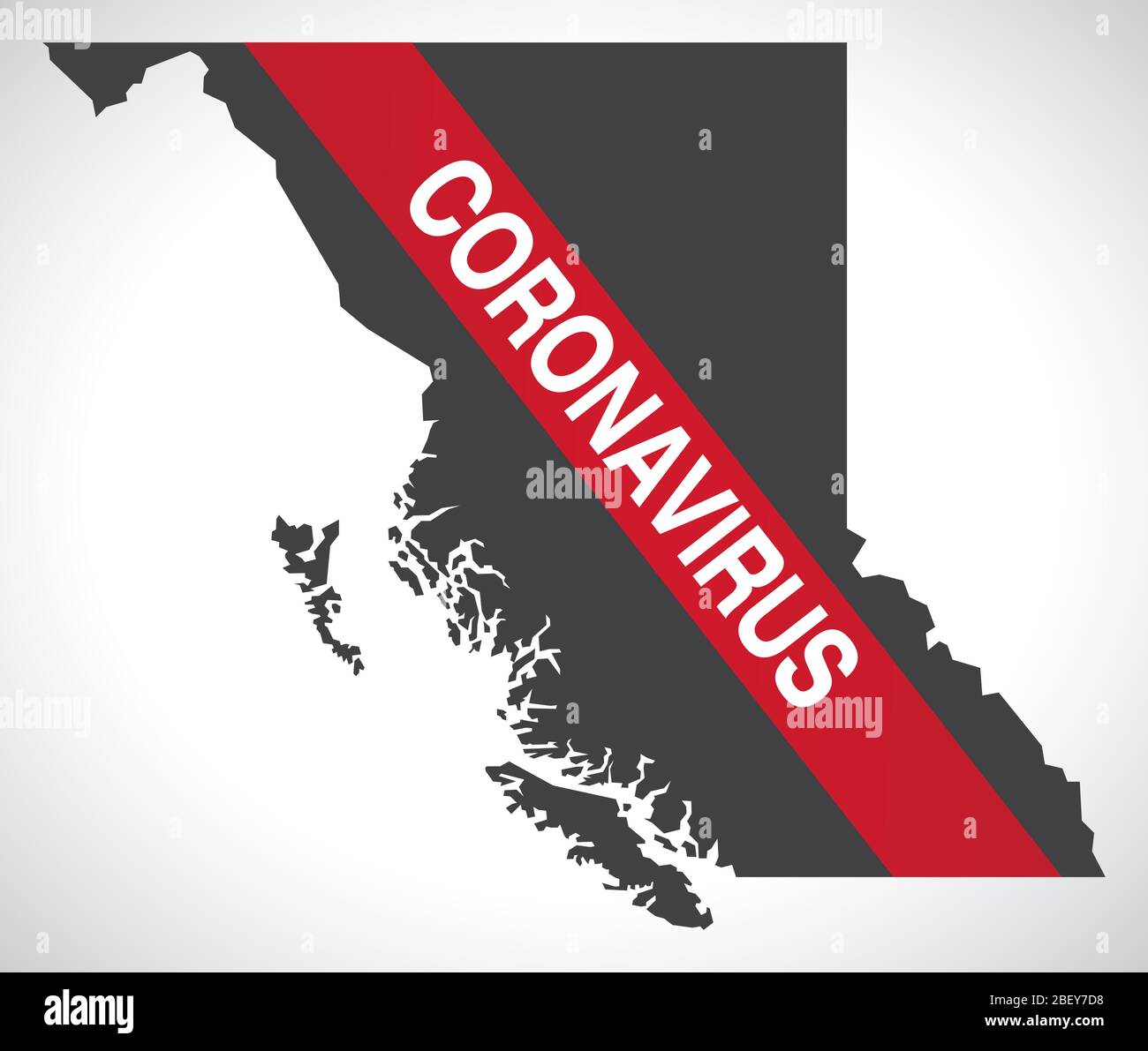 Mapa de British Columbia CANADA con ilustración de advertencia de Coronavirus Imagen Vector de