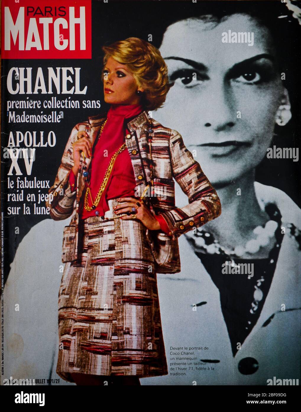 Portada de la revista francesa de noticias y gente Paris-Match, n° 1160,  primer archivo de la casa de moda Chanel después de la muerte de Coco Chanel,  1971, Francia Fotografía de stock -
