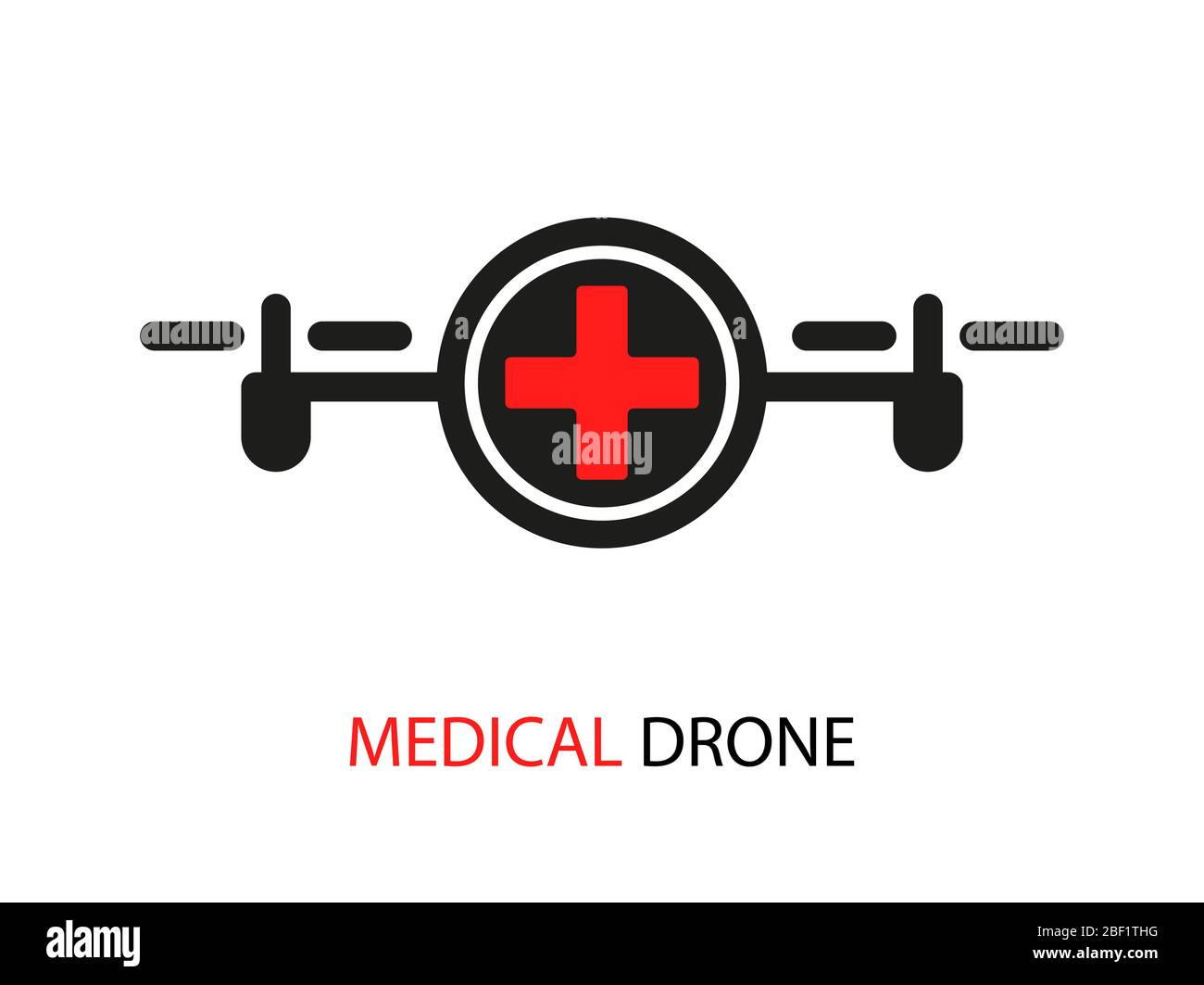 Diseño de logotipo médico de drone. Icono de glifo Envío de Medical Air Copter. Estilo plano sobre fondo blanco Ilustración del Vector