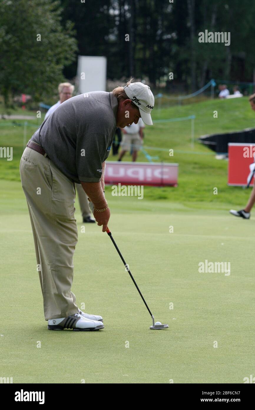 El legendario jugador del PGA Tour John Daly jugando al golf en Estocolmo / Suecia, Arlandastad, campo de golf, agosto de 2007. Foto de stock
