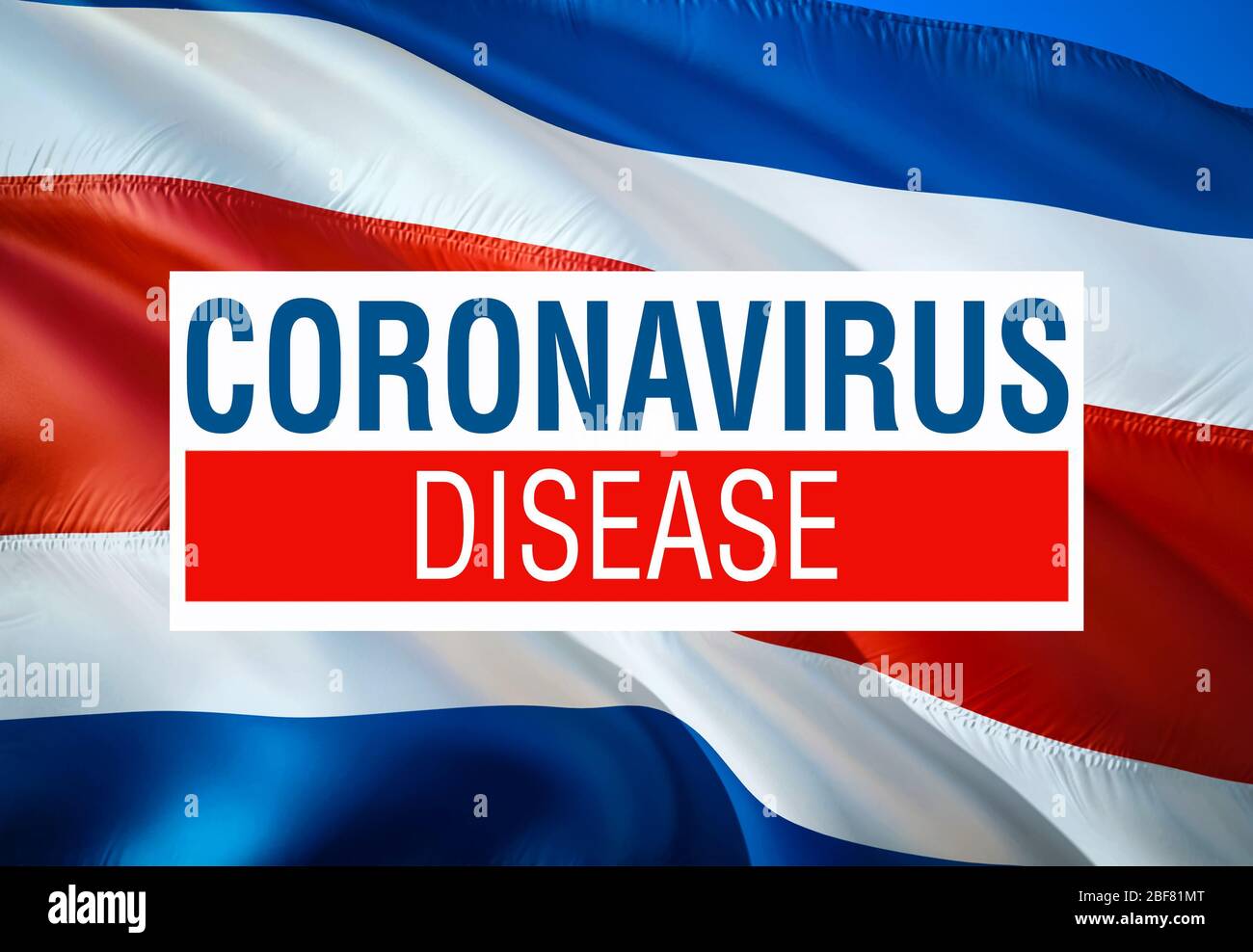 Coronavirus en Costa Rica bandera con ENFERMEDAD signo, 2019nCoV Novel