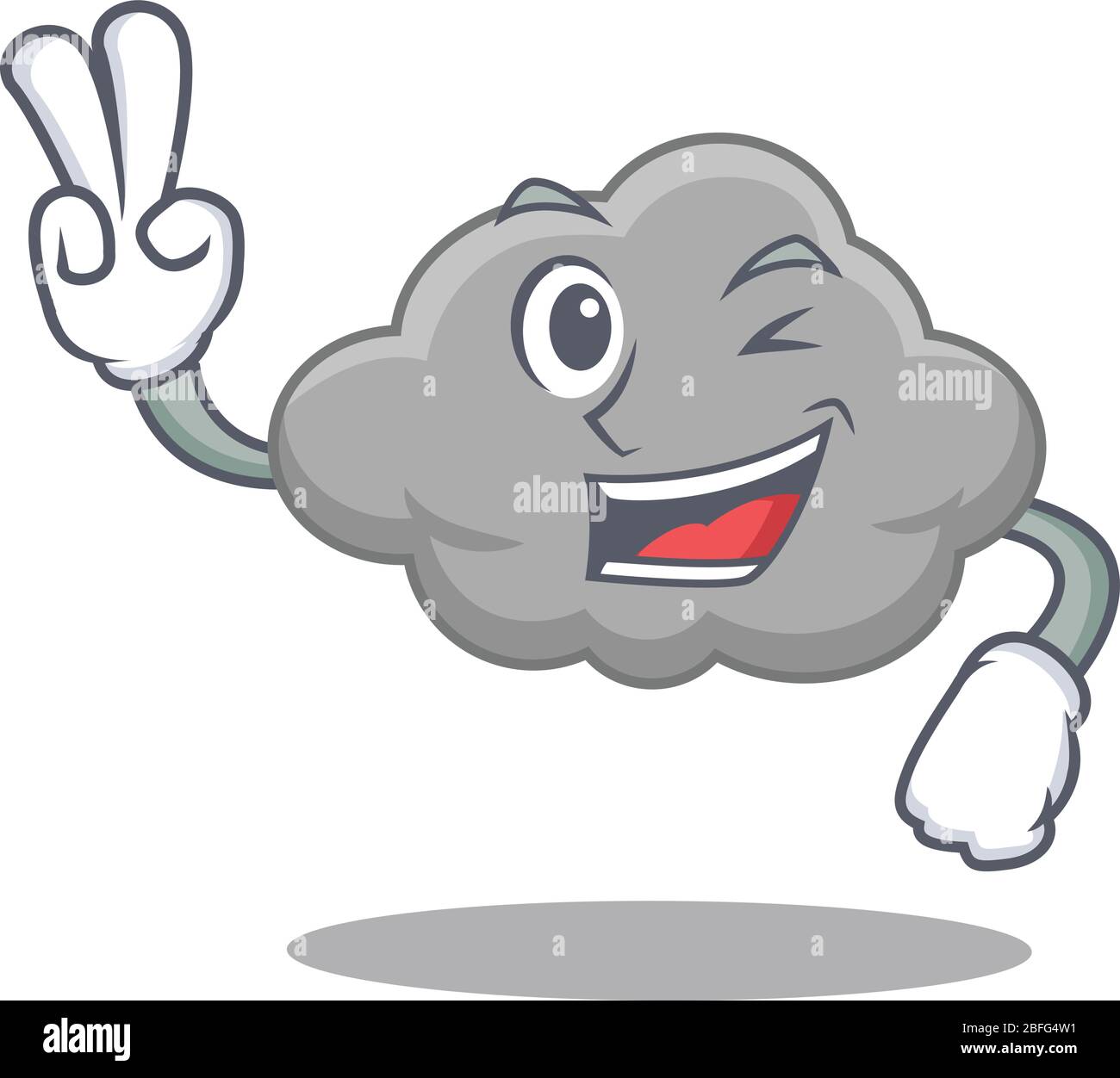 Feliz diseño de dibujos animados en nube gris con dos dedos Imagen Vector  de stock - Alamy
