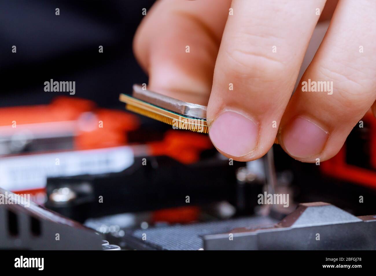 Un tubo de pasta térmica sobre el chip del procesador. Fase de ensamblaje  de computadoras. Parte de laptop Fotografía de stock - Alamy
