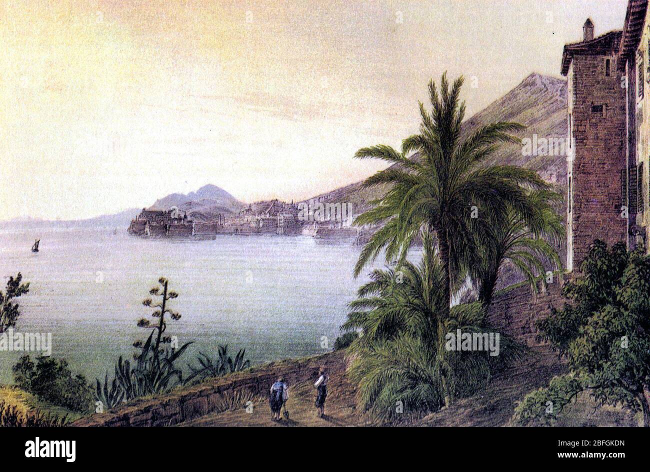 Dubrovnik (entonces llamado Ragusa) alrededor de 1840 - Jakob Alt Foto de stock