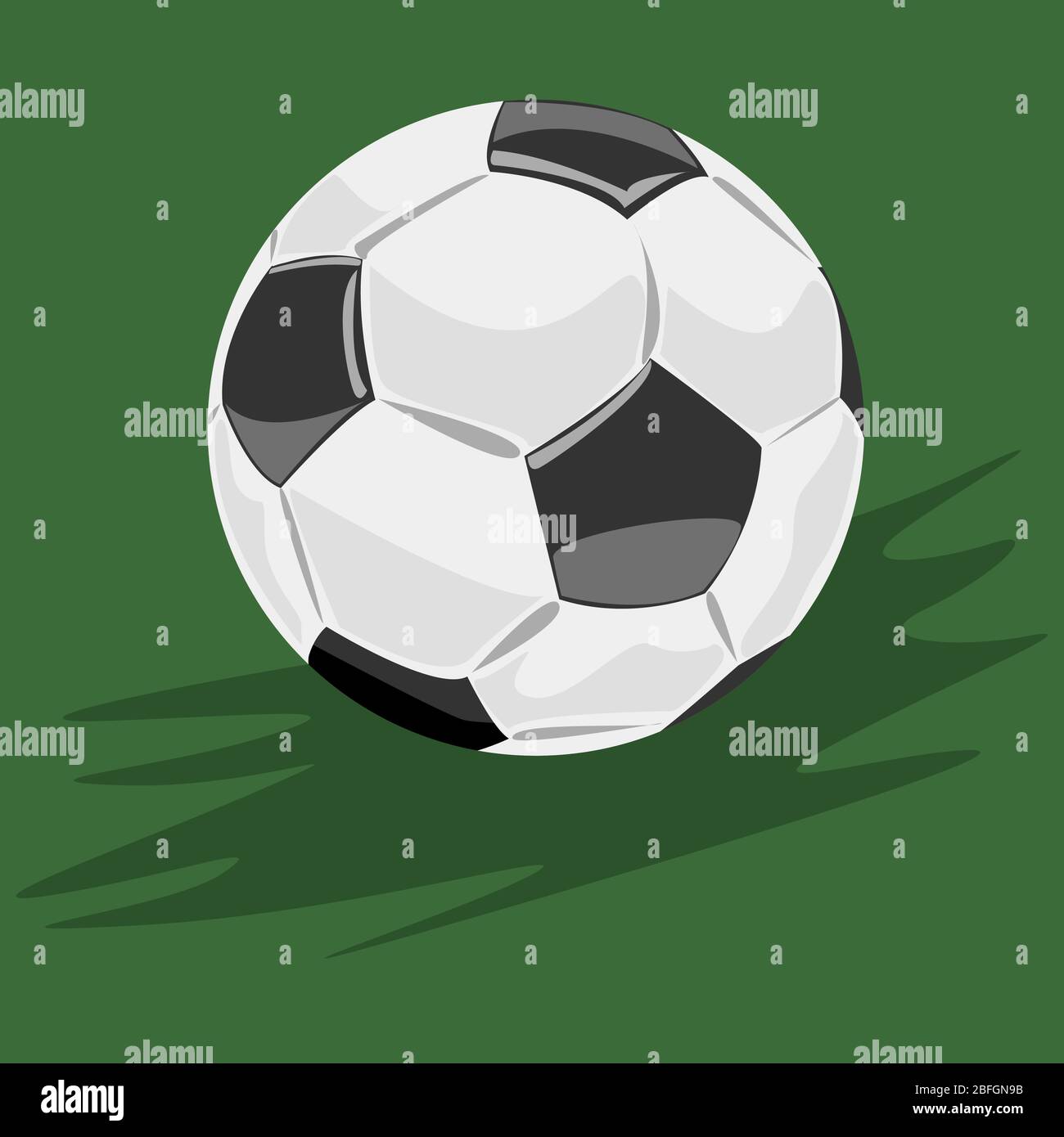 Pelota de fútbol con estilo de dibujos animados y dibujado a mano.  Ilustración vectorial de color plano y sólido Imagen Vector de stock - Alamy