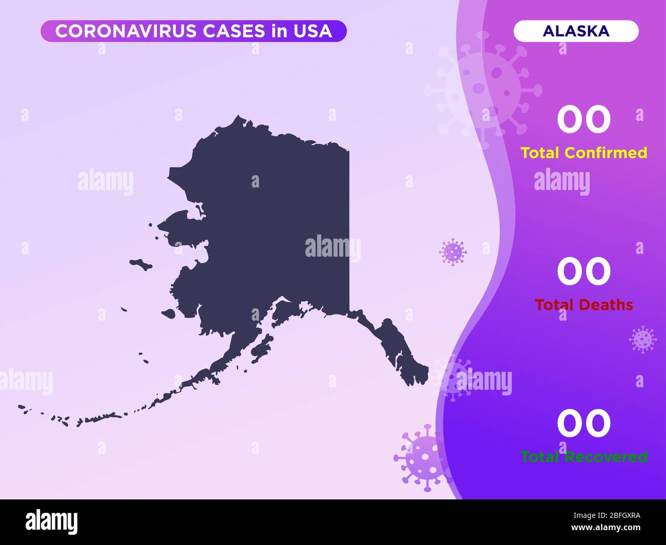 Alaska Map Covid19, plantilla de vectores infográficos del virus de la