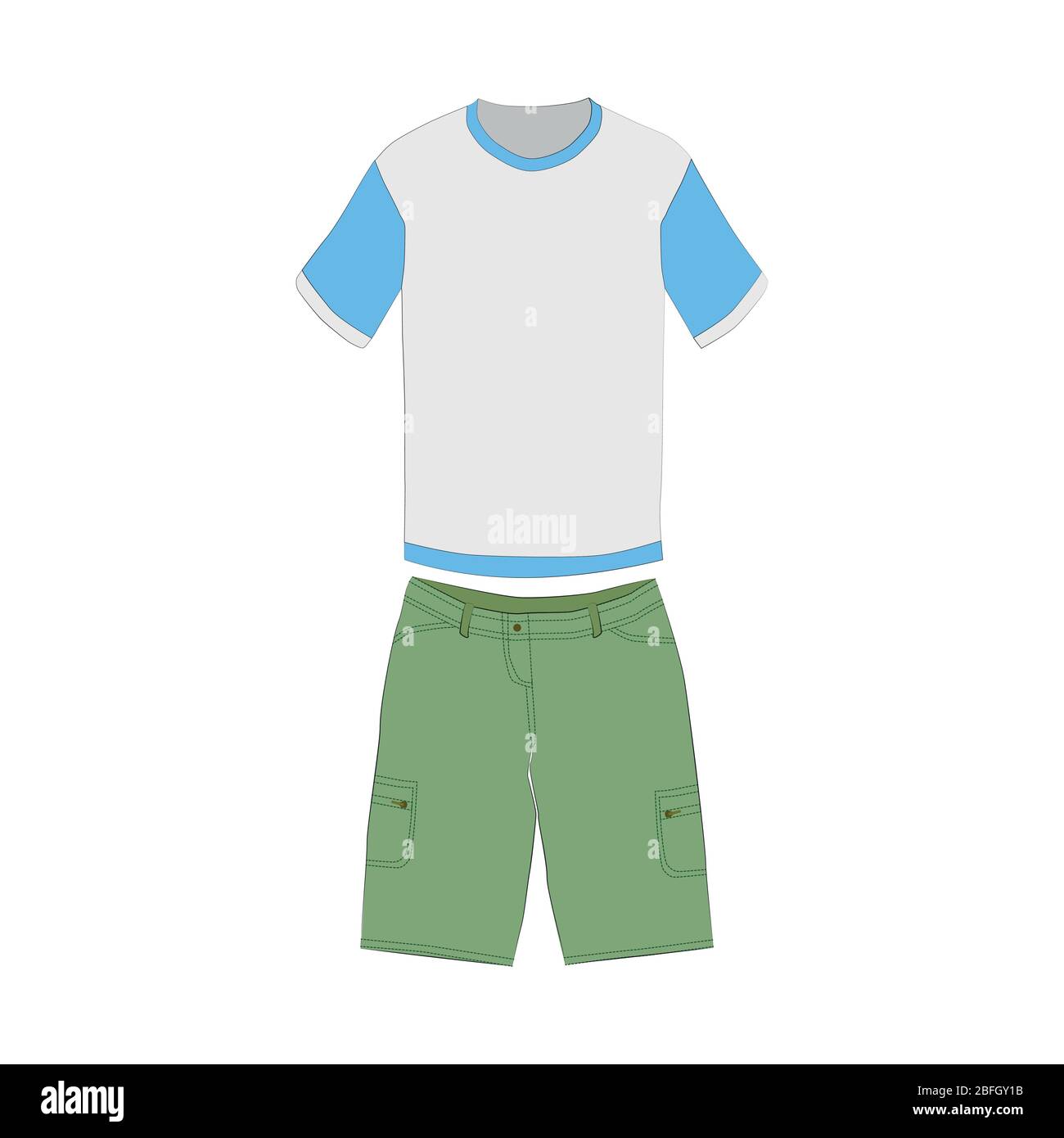 Pantalón corto unisex verde para hombre, mujer, camiseta para una caminata  de verano en las montañas Imagen Vector de stock - Alamy