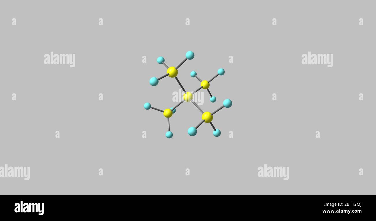 El neopentano es un alquano de cadena doble con cinco átomos de carbono