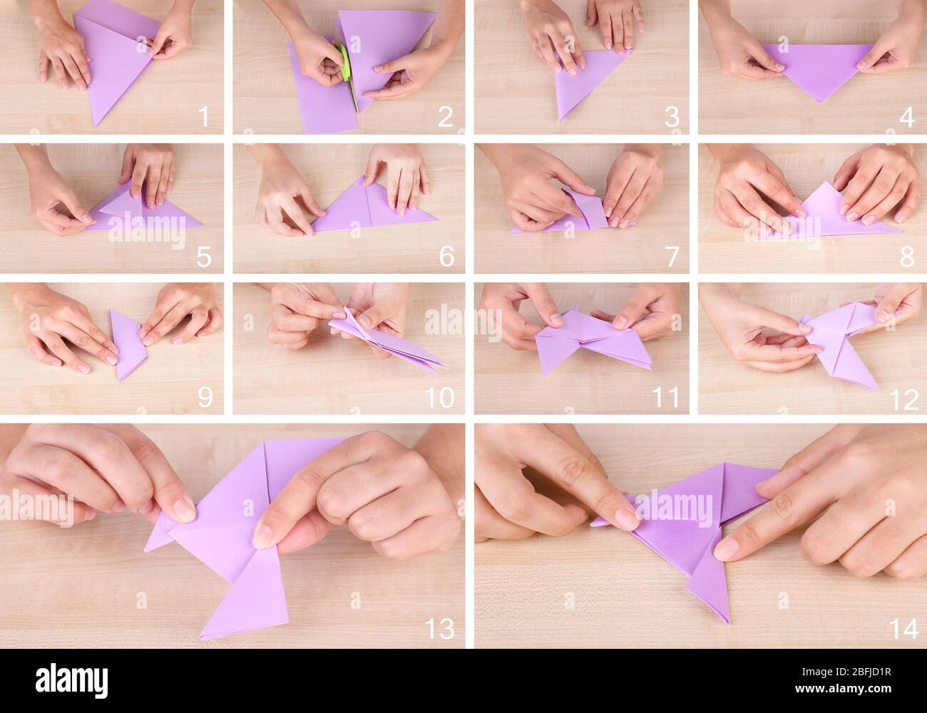 Pájaro de papel Origami. Instrucciones de montaje Fotografía de stock -  Alamy