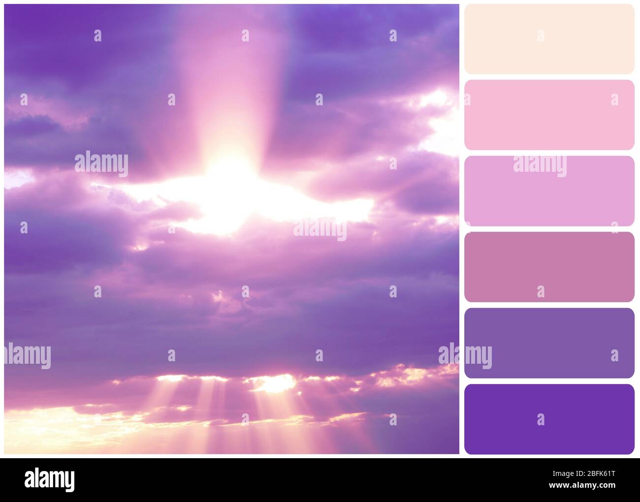 Cielo lila con luz soleada y paleta de colores Fotografía de stock - Alamy