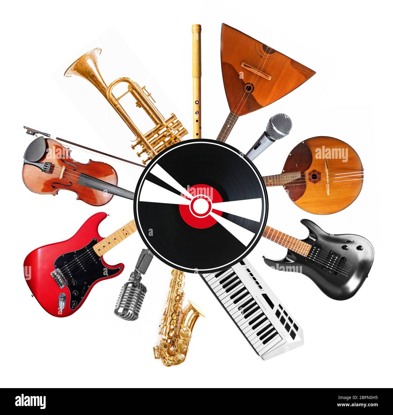 Collage de instrumentos musicales aislados sobre blanco Fotografía de stock  - Alamy