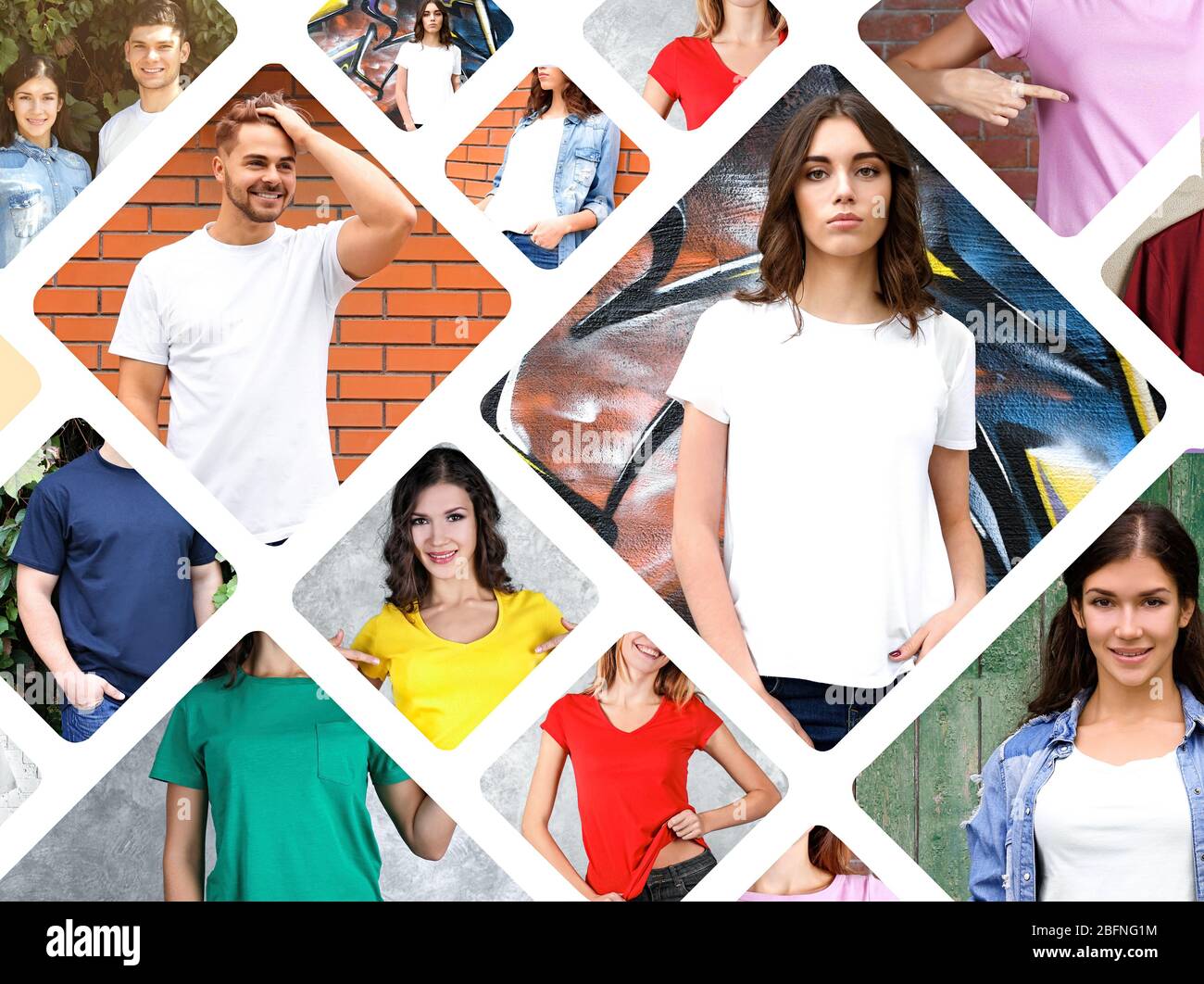 Collage de camisetas elegantes y modernas Fotografía de stock - Alamy