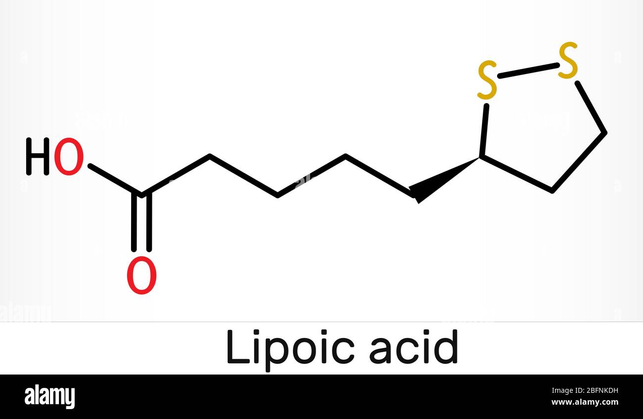Ácido lipoico, LA, Ala, alfa lipoico, ácido tioctico, molécula de