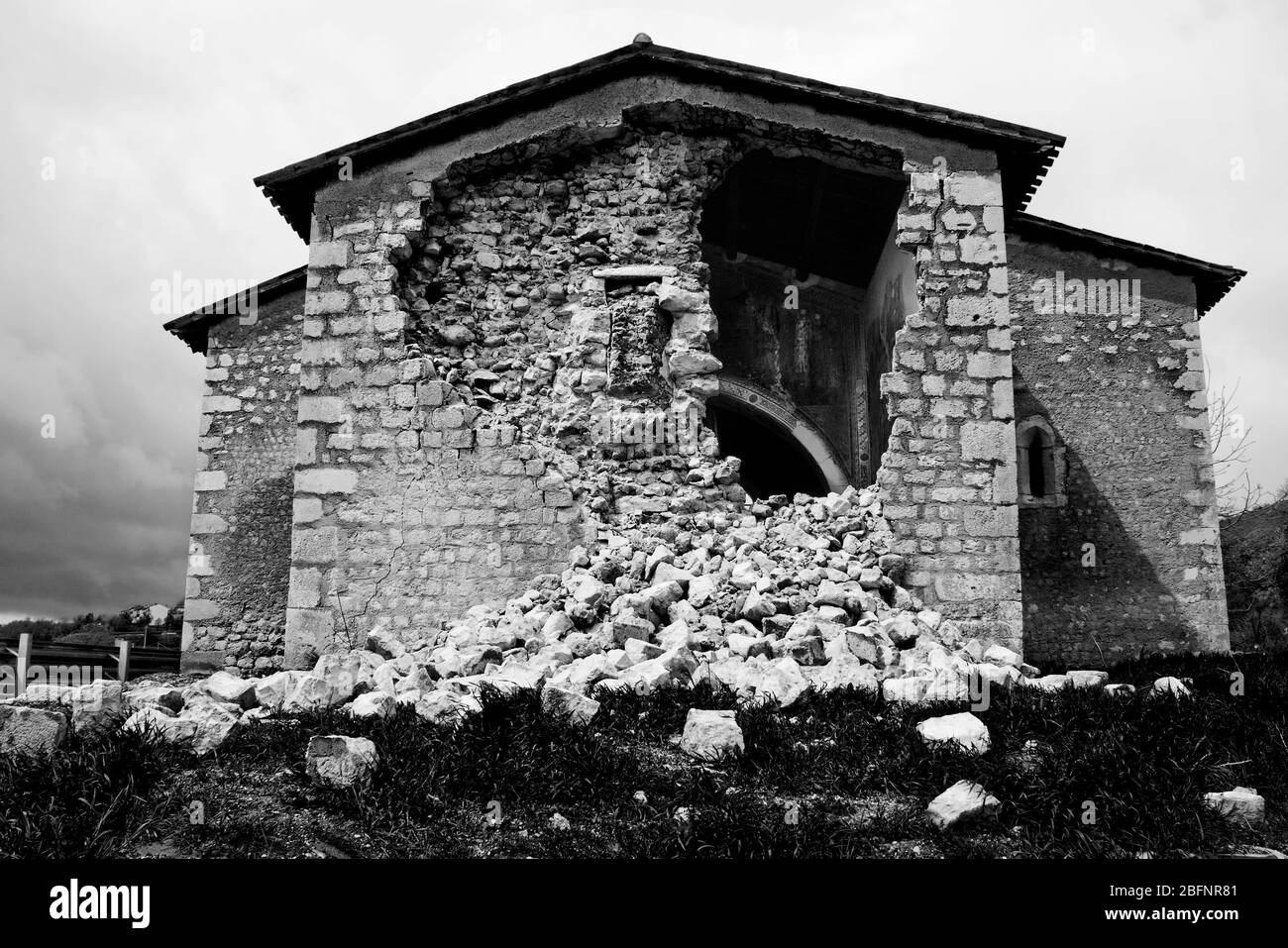 Terremoto de L'Aquila. Los Abruzos. Italia Foto de stock