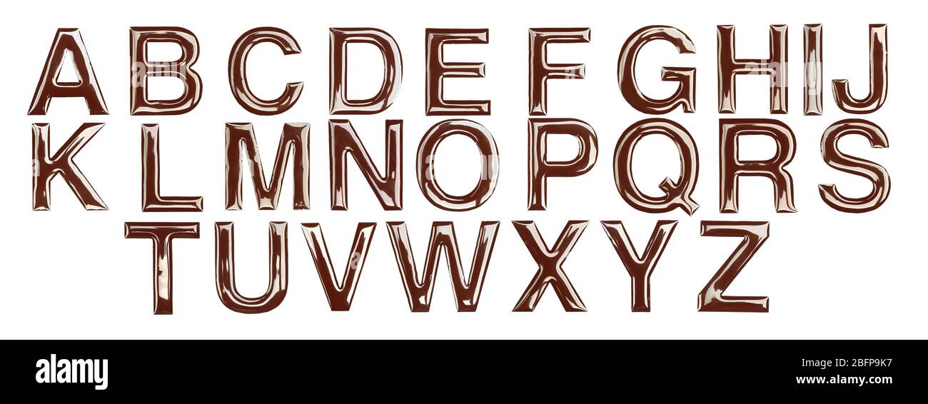 Alfabeto de chocolate inglés sobre fondo blanco Fotografía de stock Alamy