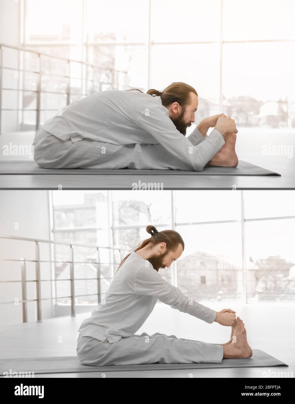 Hombre En Posición De Yoga Fotos, retratos, imágenes y fotografía